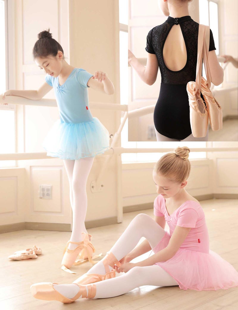 Daydance Black Girls Pointe Shoes for Women, Ribbon Ballet Shoes with Toe Pads, 4 Big Kids - Image 5